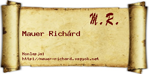 Mauer Richárd névjegykártya